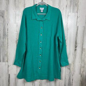 Soft Surroundings tunic cover up linen blend aqua breezy plus size 1X